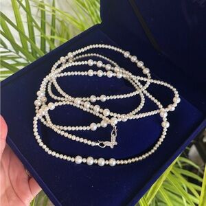 Super long fresh water real Pearl Necklace
